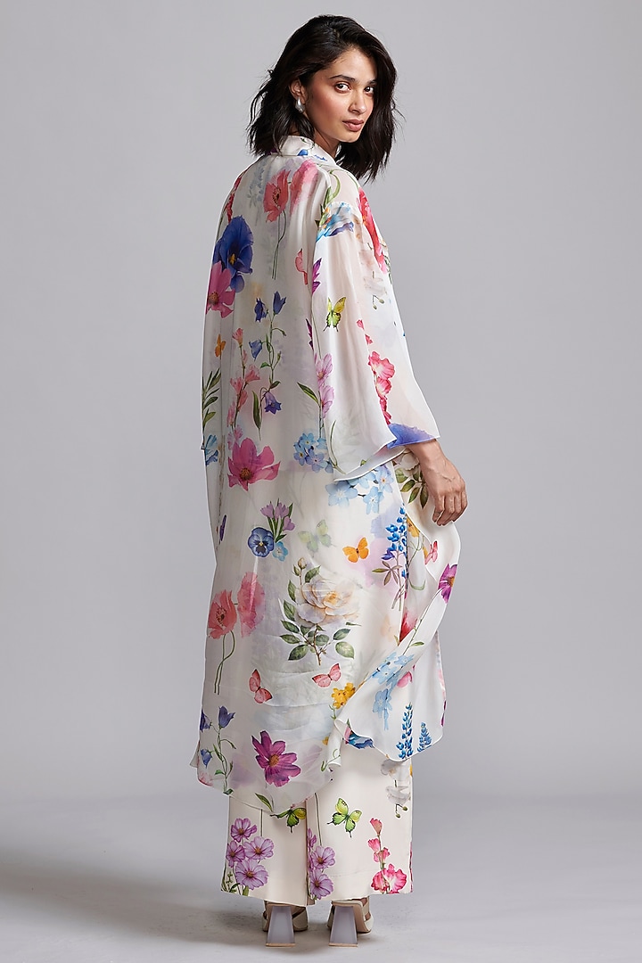 Ivory Viscose Floral Printed Co-Ord Set by Dash and Dot at Pernia's Pop Up Shop
