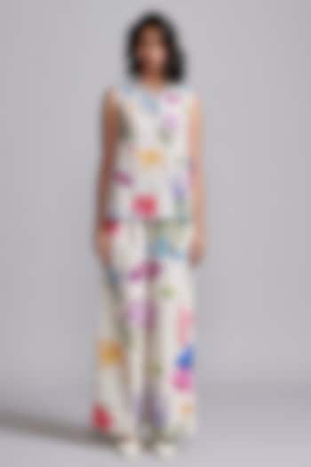 Ivory Viscose Floral Printed Co-Ord Set by Dash and Dot at Pernia's Pop Up Shop
