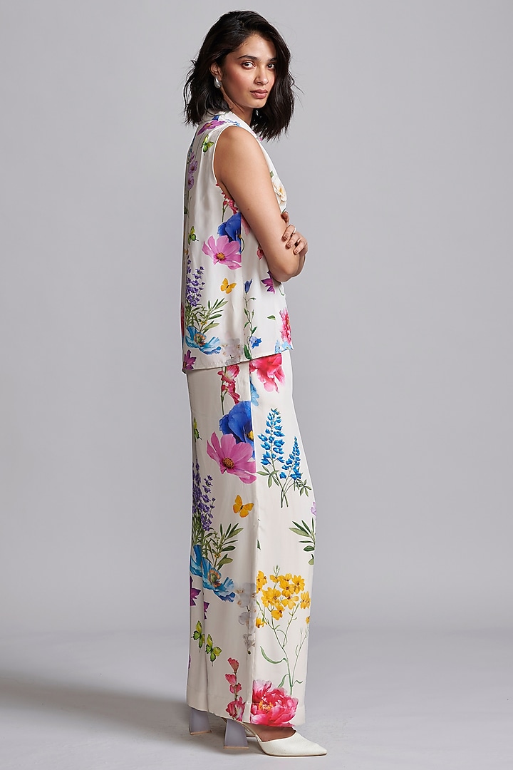 Ivory Viscose Floral Printed Co-Ord Set by Dash and Dot at Pernia's Pop Up Shop
