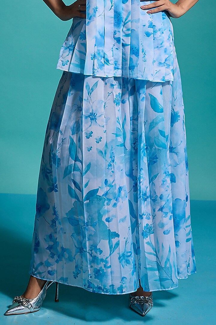 Blue Recycled Polyester Floral Printed Co-Ord Set by Dash and Dot at Pernia's Pop Up Shop
