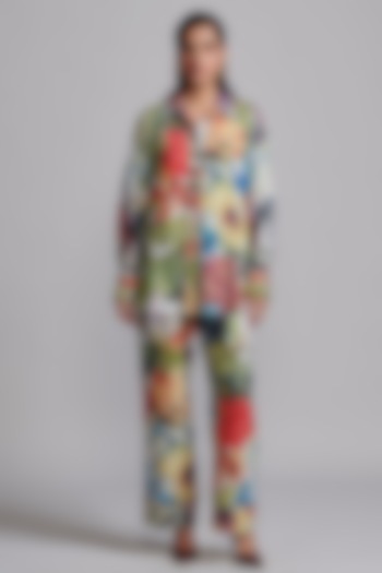 Multi-Colored Viscose & Linen Floral Printed Co-Ord Set by Dash and Dot at Pernia's Pop Up Shop