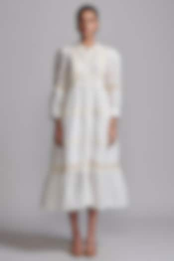 White Linen & Silk Midi Dress by Dash and Dot at Pernia's Pop Up Shop