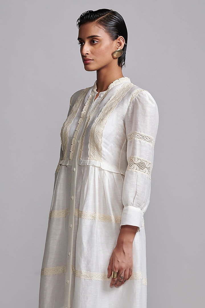 White Linen & Silk Midi Summer Dress by Dash and Dot at Pernia's Pop Up Shop