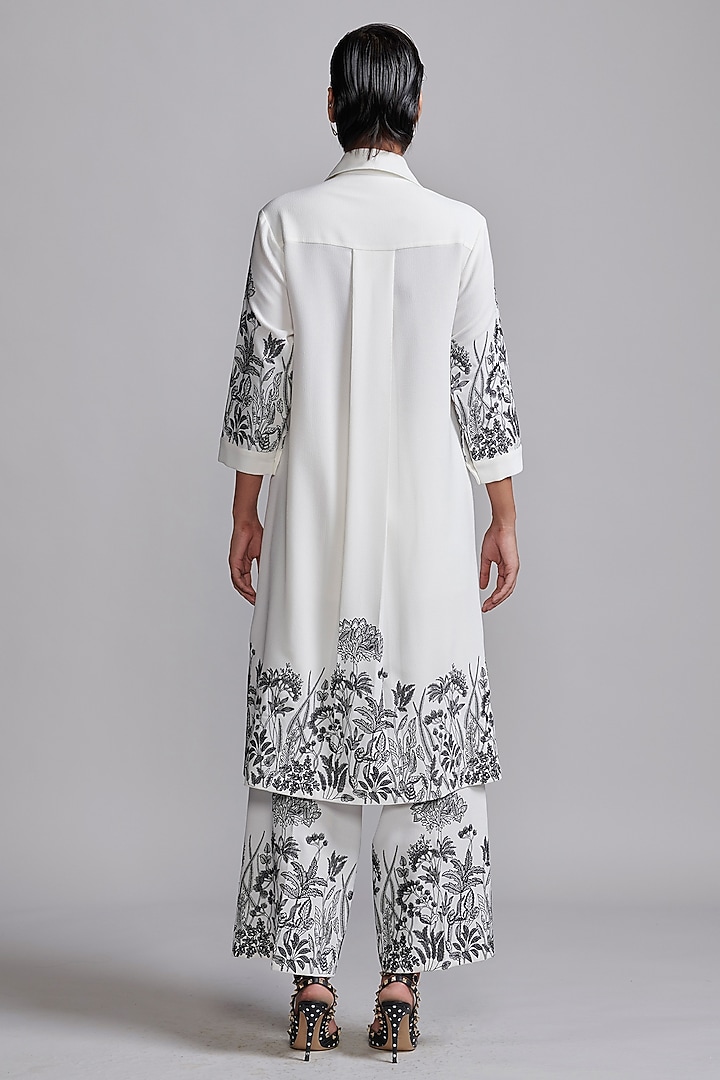 Ivory Organic Viscose Floral Embroidered Co-Ord Set by Dash and Dot at Pernia's Pop Up Shop