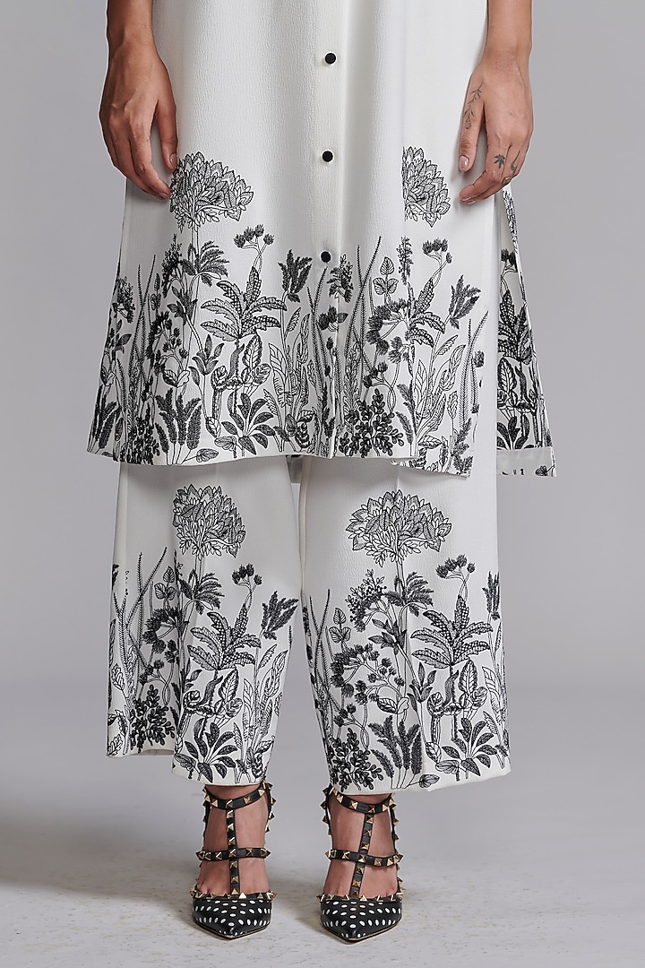 Ivory Organic Viscose Floral Embroidered Co-Ord Set by Dash and Dot at Pernia's Pop Up Shop