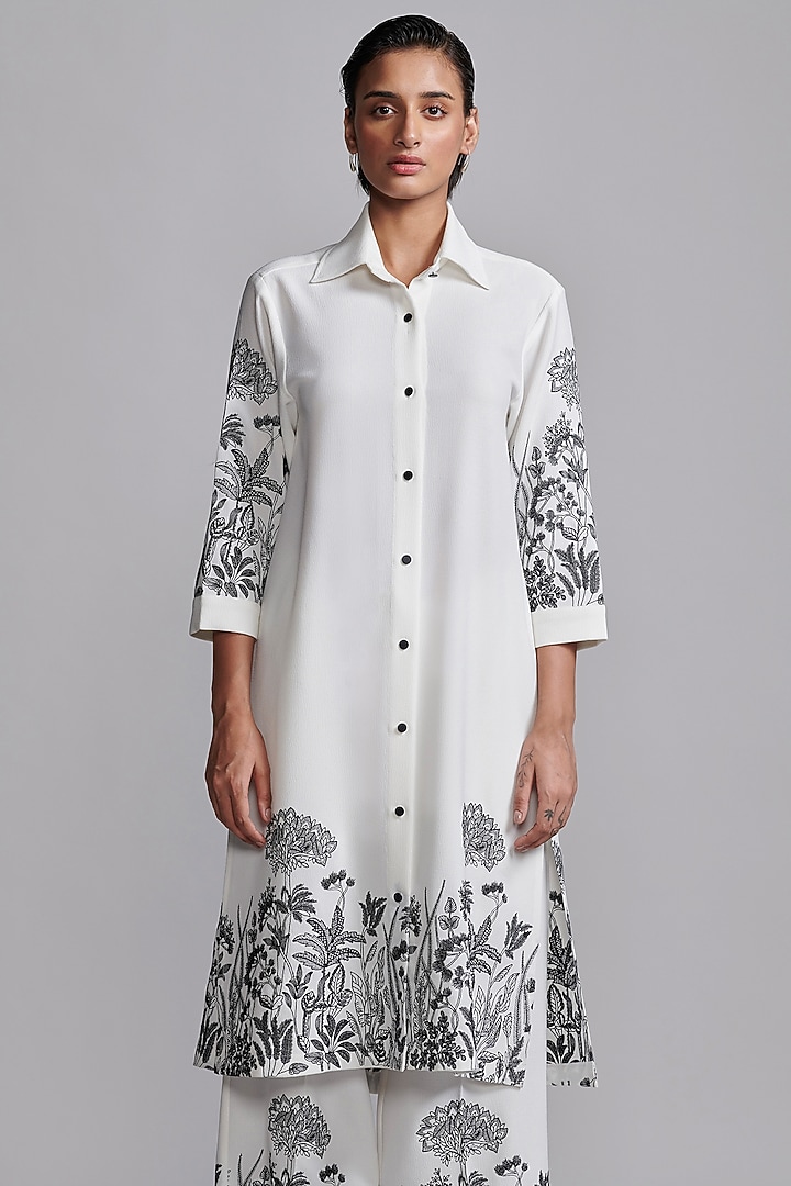 Ivory Organic Viscose Floral Embroidered Co-Ord Set by Dash and Dot at Pernia's Pop Up Shop