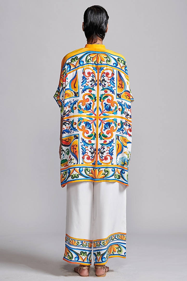 White Viscose Printed Wide-Legged Pant Set by Dash and Dot at Pernia's Pop Up Shop