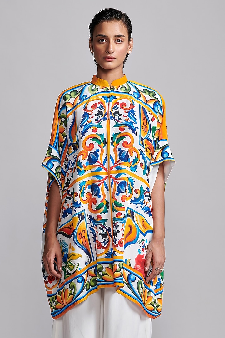 White Viscose Printed Wide-Legged Pant Set by Dash and Dot at Pernia's Pop Up Shop