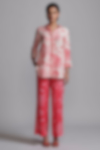 Coral Viscose Printed Pant Set by Dash and Dot at Pernia's Pop Up Shop