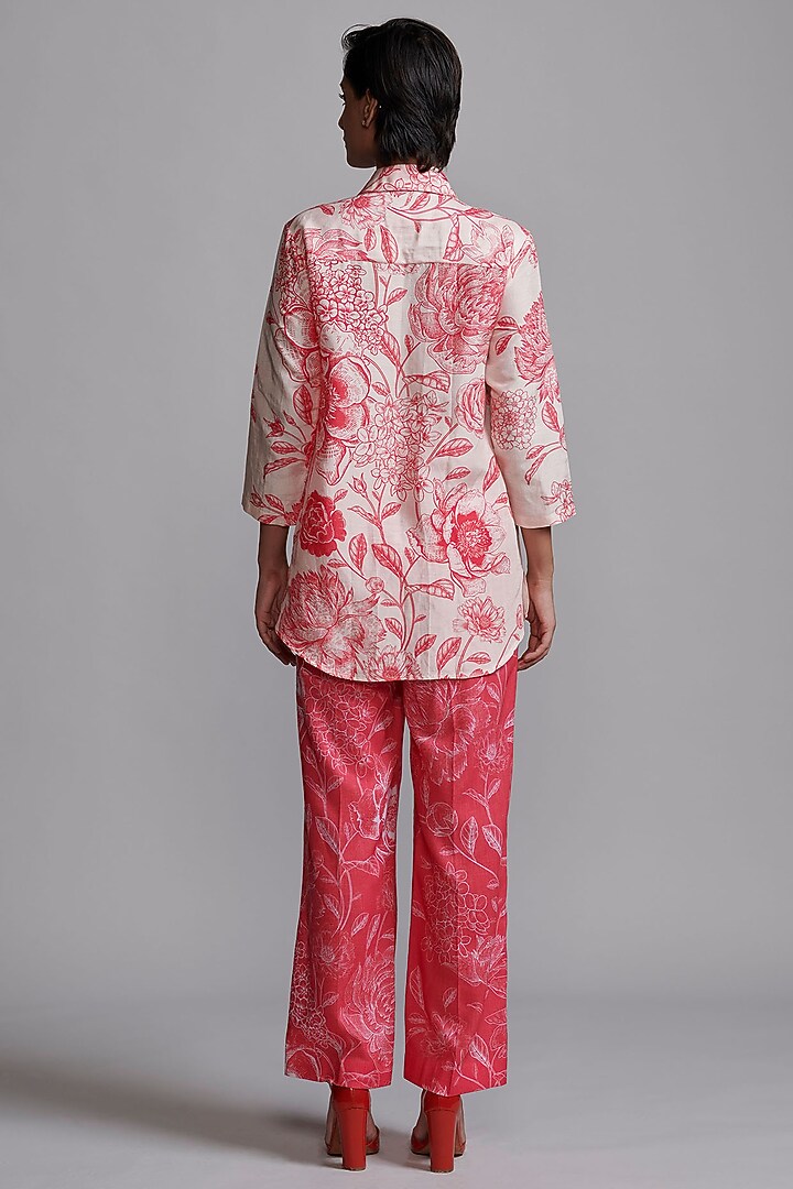 Coral Viscose Printed Pant Set by Dash and Dot at Pernia's Pop Up Shop