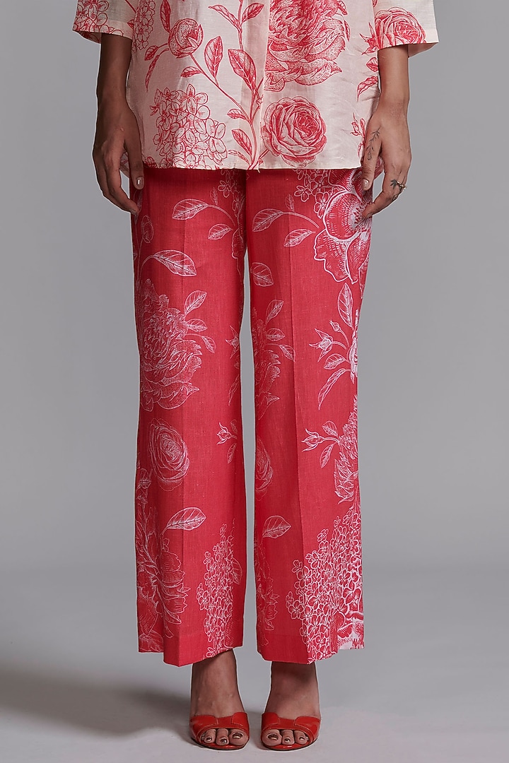 Coral Viscose Printed Pant Set by Dash and Dot at Pernia's Pop Up Shop