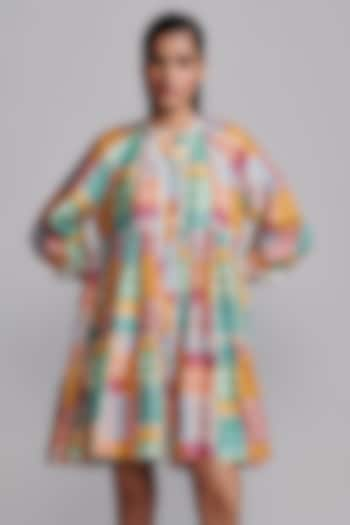 Multi-Colored Viscose & Linen Printed Midi Dress by Dash and Dot at Pernia's Pop Up Shop