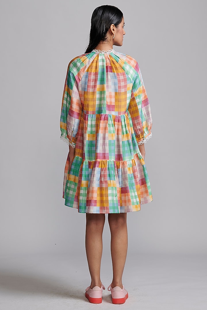 Multi-Colored Viscose & Linen Printed Midi Summer Dress by Dash and Dot at Pernia's Pop Up Shop