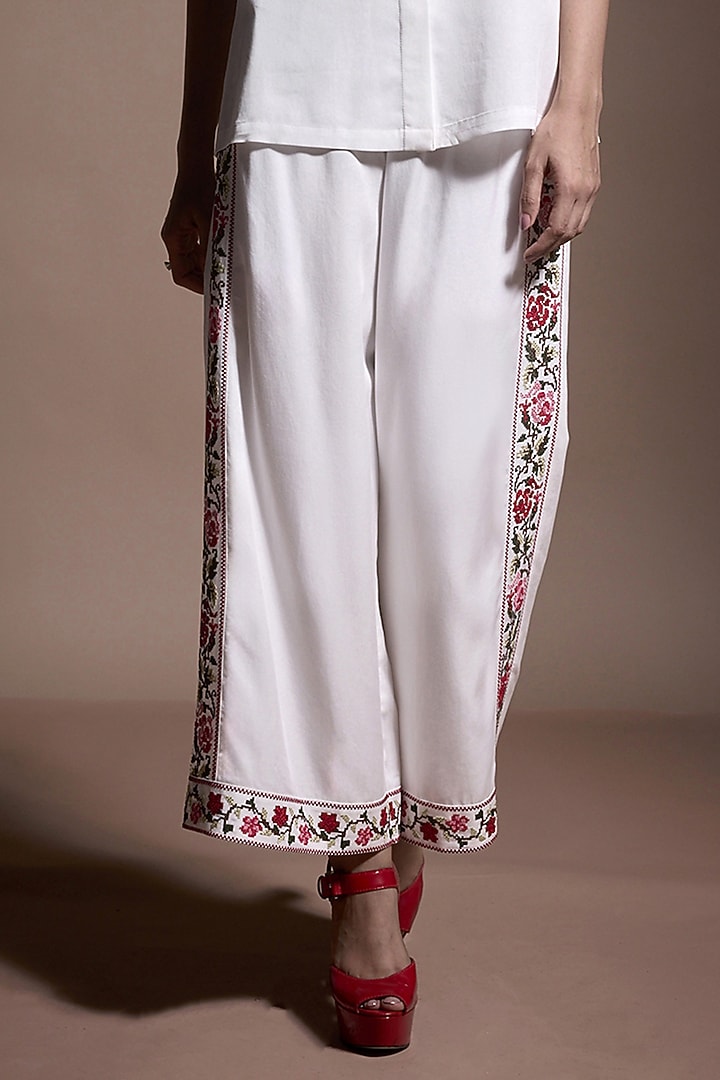 Ivory Tencel Cross-Stitch Embroidered Co-Ord Set by Dash and Dot at Pernia's Pop Up Shop