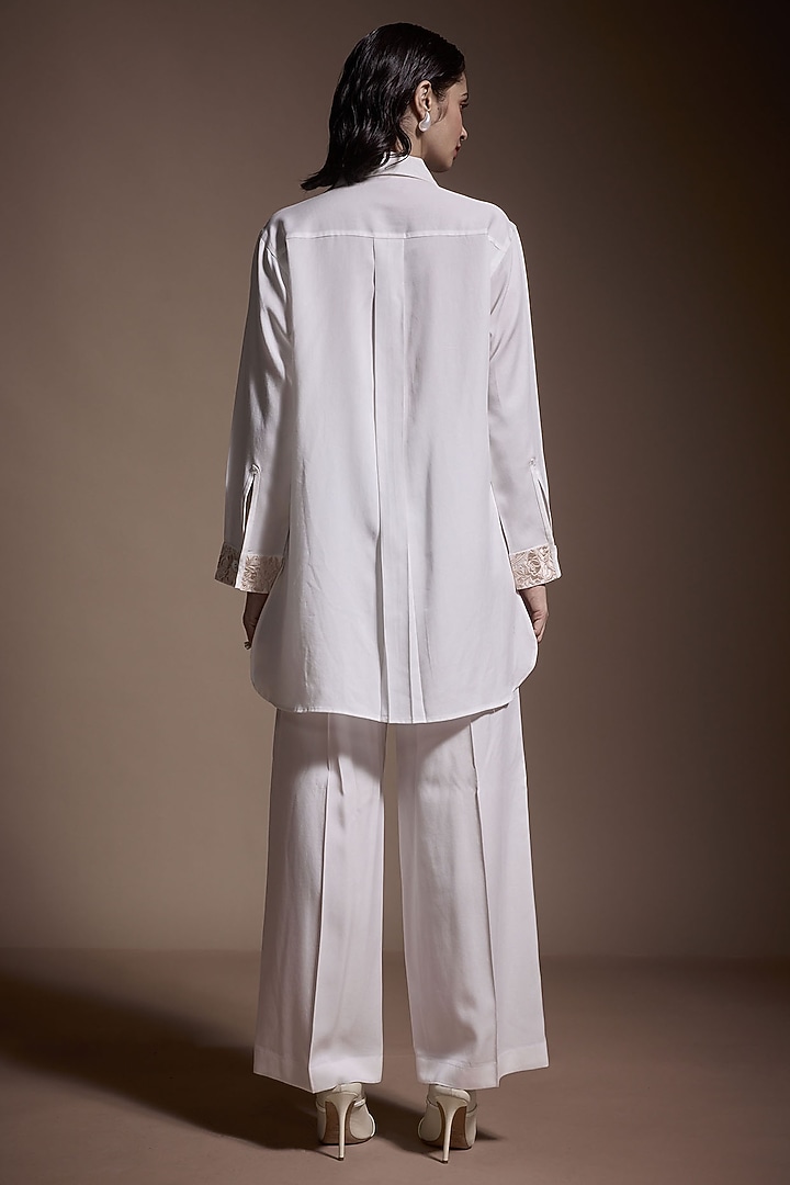 Ivory Tencel Embroidered Co-Ord Set by Dash and Dot at Pernia's Pop Up Shop