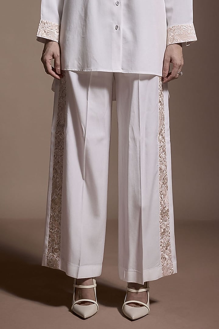 Ivory Tencel Embroidered Co-Ord Set by Dash and Dot at Pernia's Pop Up Shop