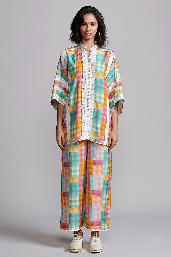 Multi-Colored Viscose & Linen Co-Ord Set by Dash and Dot at Pernia's Pop Up Shop