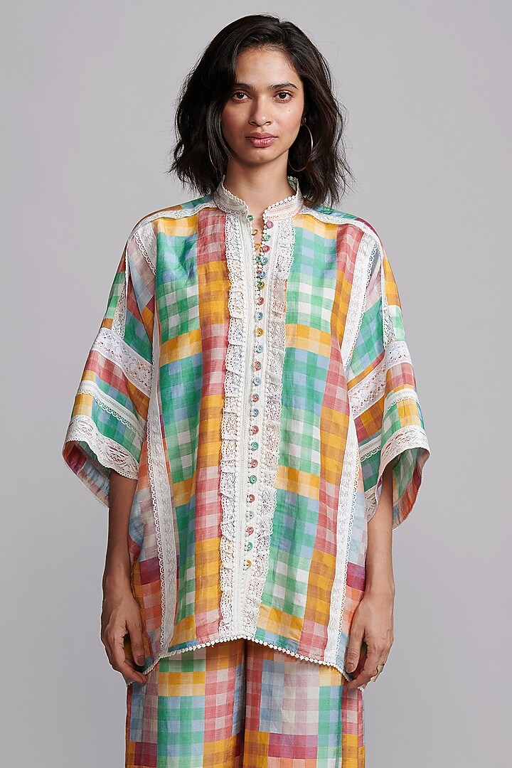Multi-Colored Viscose & Linen Co-Ord Set by Dash and Dot at Pernia's Pop Up Shop