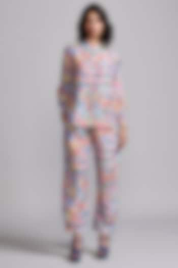 Multi-Colored Viscose & Linen Hand-Painted Co-Ord Set by Dash and Dot at Pernia's Pop Up Shop