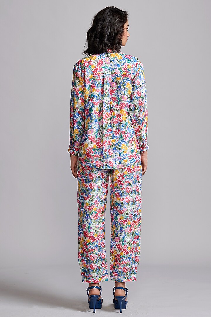Multi-Colored Viscose & Linen Hand-Painted Co-Ord Set by Dash and Dot at Pernia's Pop Up Shop