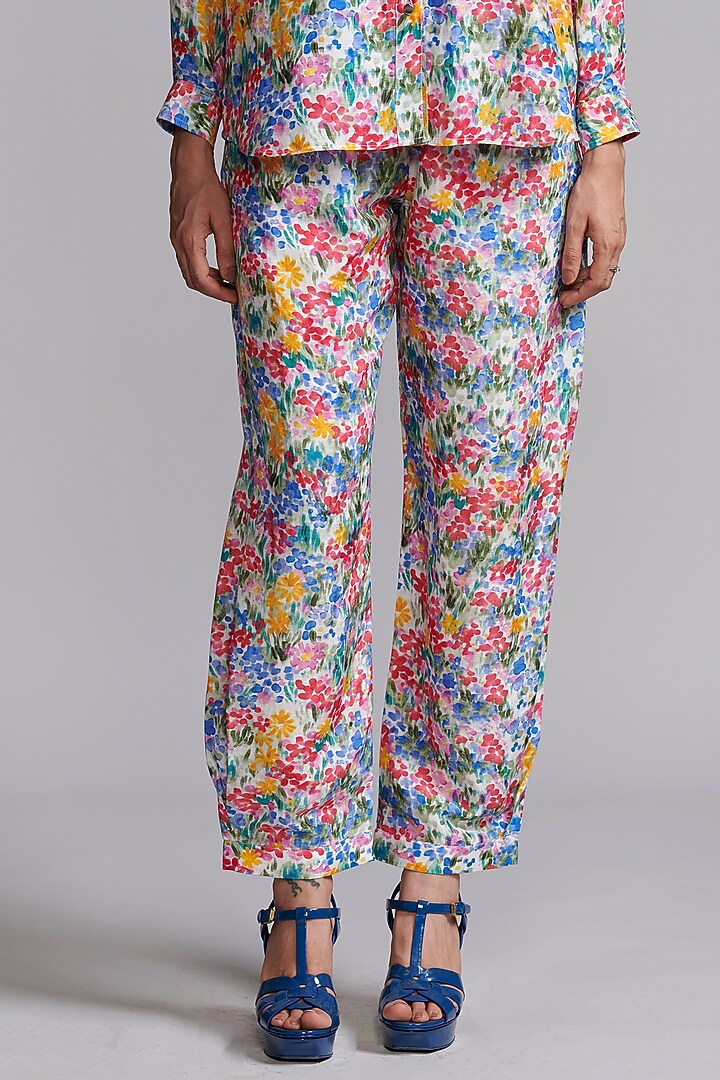 Multi-Colored Viscose & Linen Hand-Painted Co-Ord Set by Dash and Dot at Pernia's Pop Up Shop