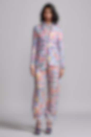 Multi-Colored Viscose & Linen Hand-Painted Blazer Set by Dash and Dot at Pernia's Pop Up Shop