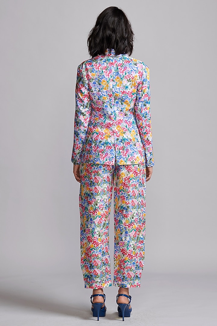 Multi-Colored Viscose & Linen Hand-Painted Blazer Set by Dash and Dot at Pernia's Pop Up Shop