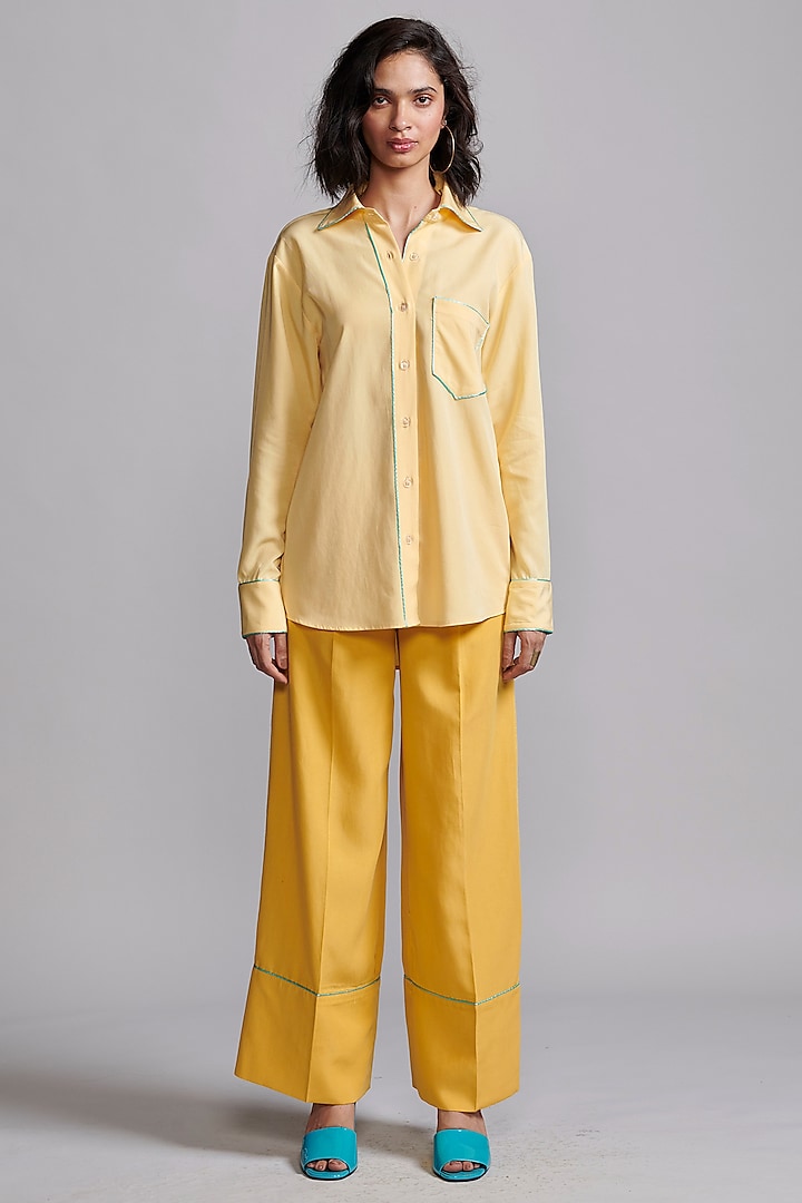 Ochre Yellow Tencel Pant Set by Dash and Dot at Pernia's Pop Up Shop