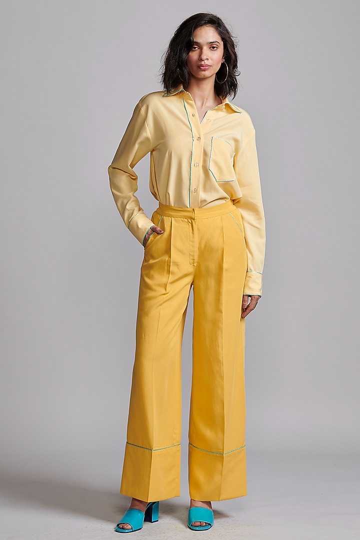 Ochre Yellow Tencel Pant Set by Dash and Dot at Pernia's Pop Up Shop
