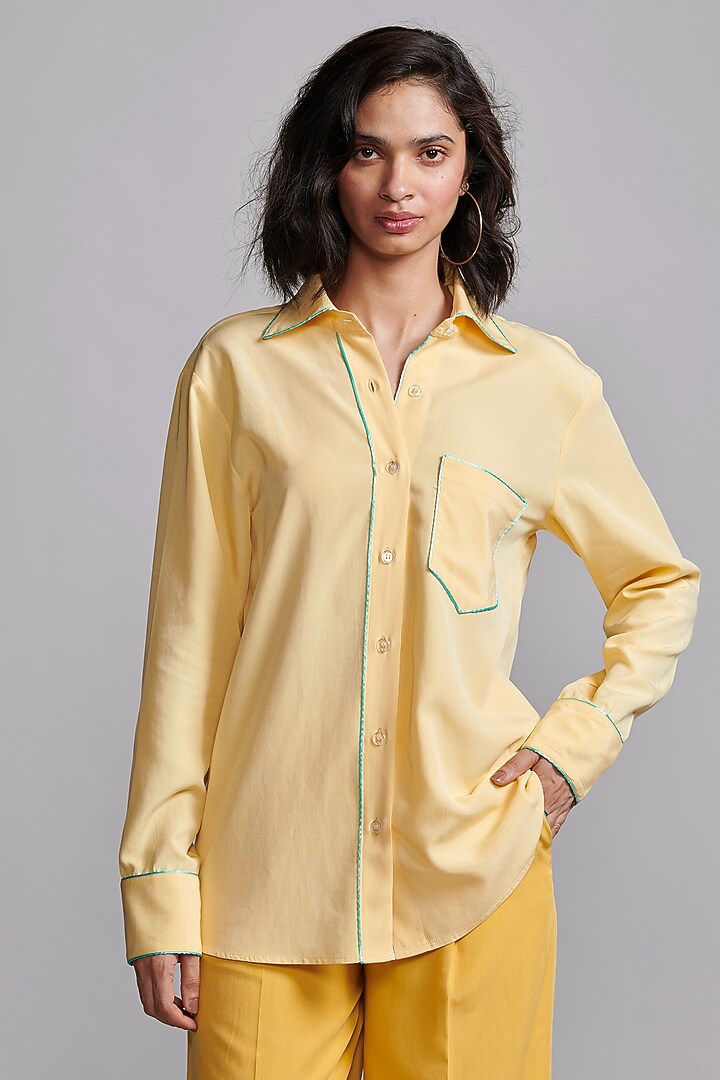 Ochre Yellow Tencel Pant Set by Dash and Dot at Pernia's Pop Up Shop