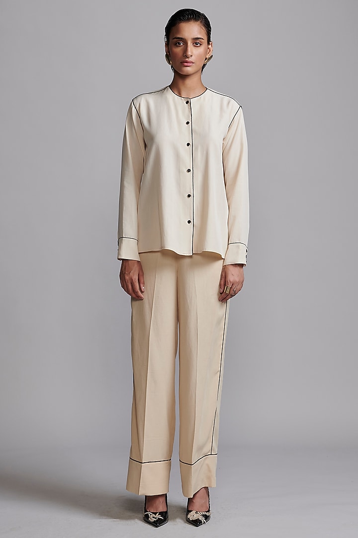 Off-White Tencel Pant Set by Dash and Dot at Pernia's Pop Up Shop