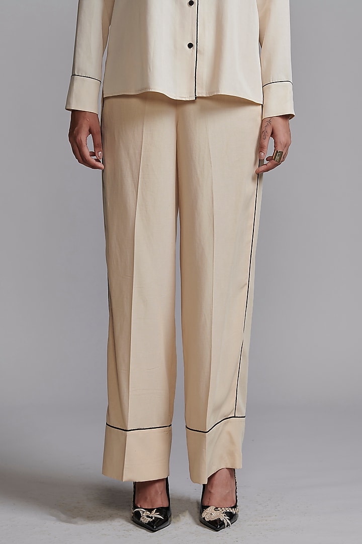 Off-White Tencel Pant Set by Dash and Dot at Pernia's Pop Up Shop