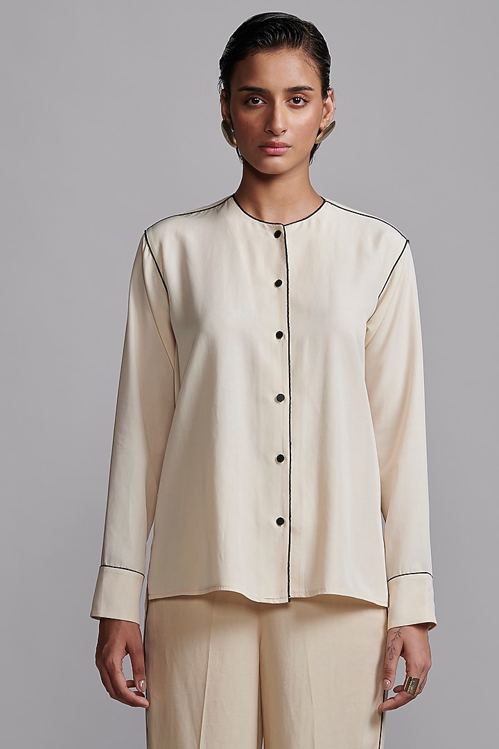 Off-White Tencel Pant Set by Dash and Dot at Pernia's Pop Up Shop
