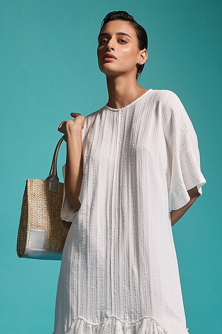 White Organic Cotton Embroidered Tiered Summer Dress by Dash and Dot at Pernia's Pop Up Shop