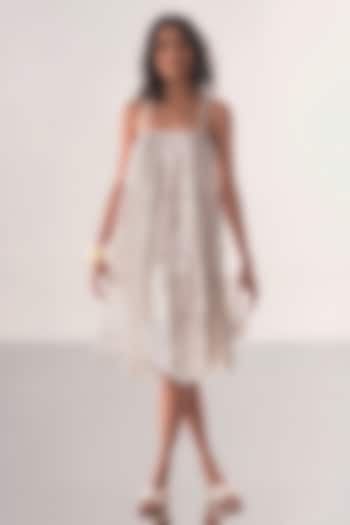 White Recycled Polyester Lacework Mini Summer Dress by Dash and Dot at Pernia's Pop Up Shop