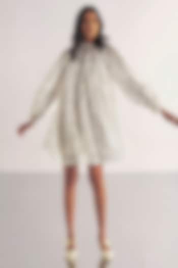 White Recycled Polyester Mini Summer Dress by Dash and Dot at Pernia's Pop Up Shop