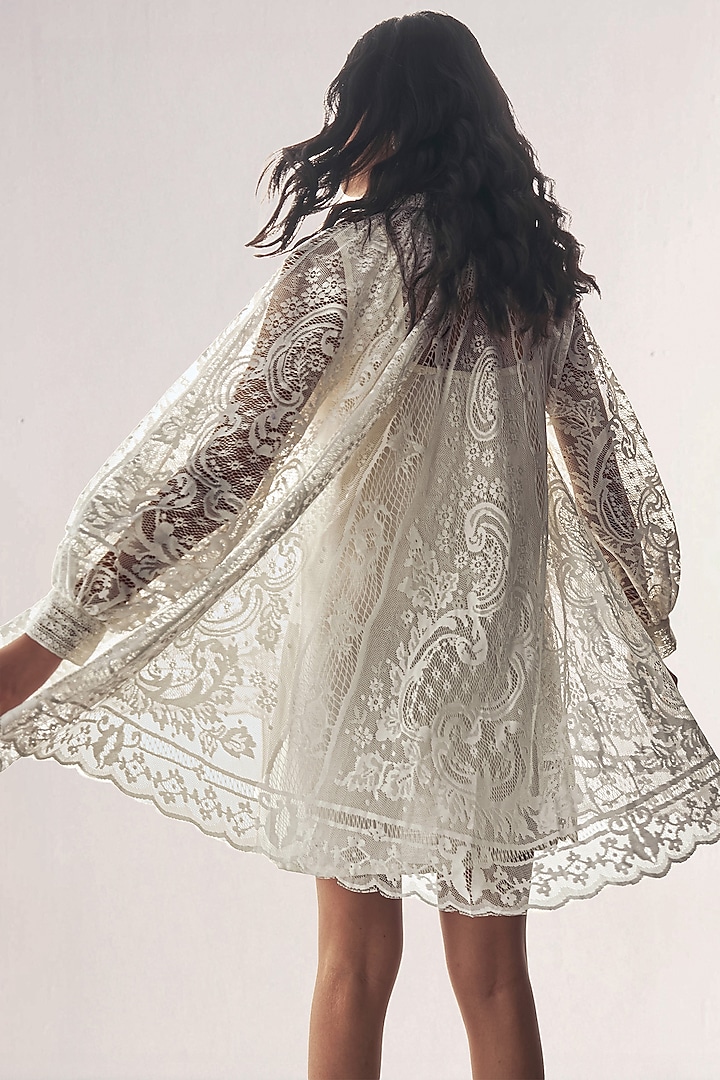 White Recycled Polyester Mini Summer Dress by Dash and Dot at Pernia's Pop Up Shop