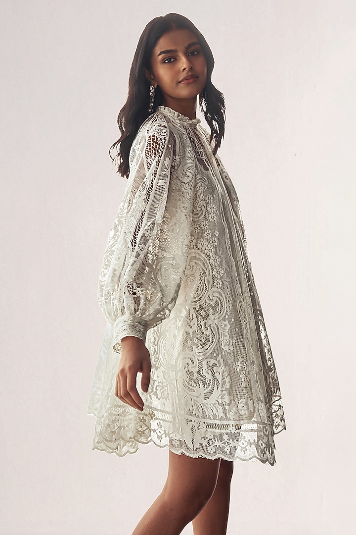 White Recycled Polyester Mini Summer Dress by Dash and Dot at Pernia's Pop Up Shop