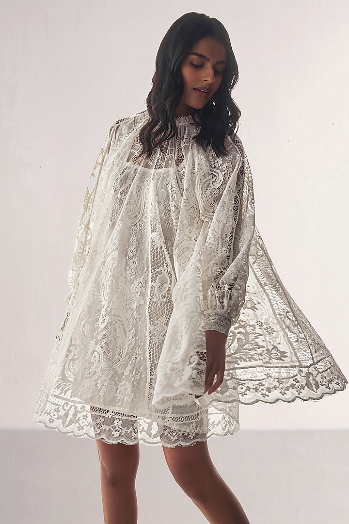 White Recycled Polyester Mini Summer Dress by Dash and Dot at Pernia's Pop Up Shop