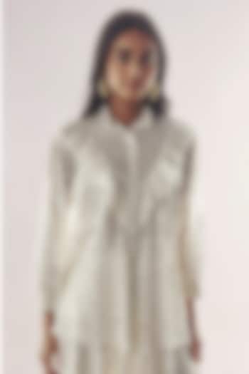 White Recycled Polyester Shirt by Dash and Dot at Pernia's Pop Up Shop