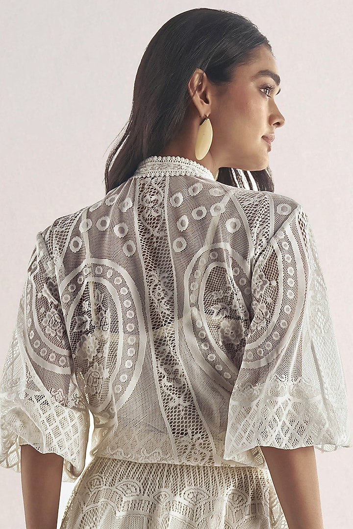 White Recycled Polyester Shirt by Dash and Dot at Pernia's Pop Up Shop