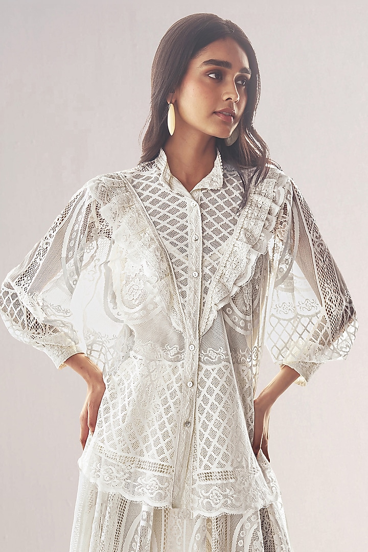 White Recycled Polyester Shirt by Dash and Dot at Pernia's Pop Up Shop