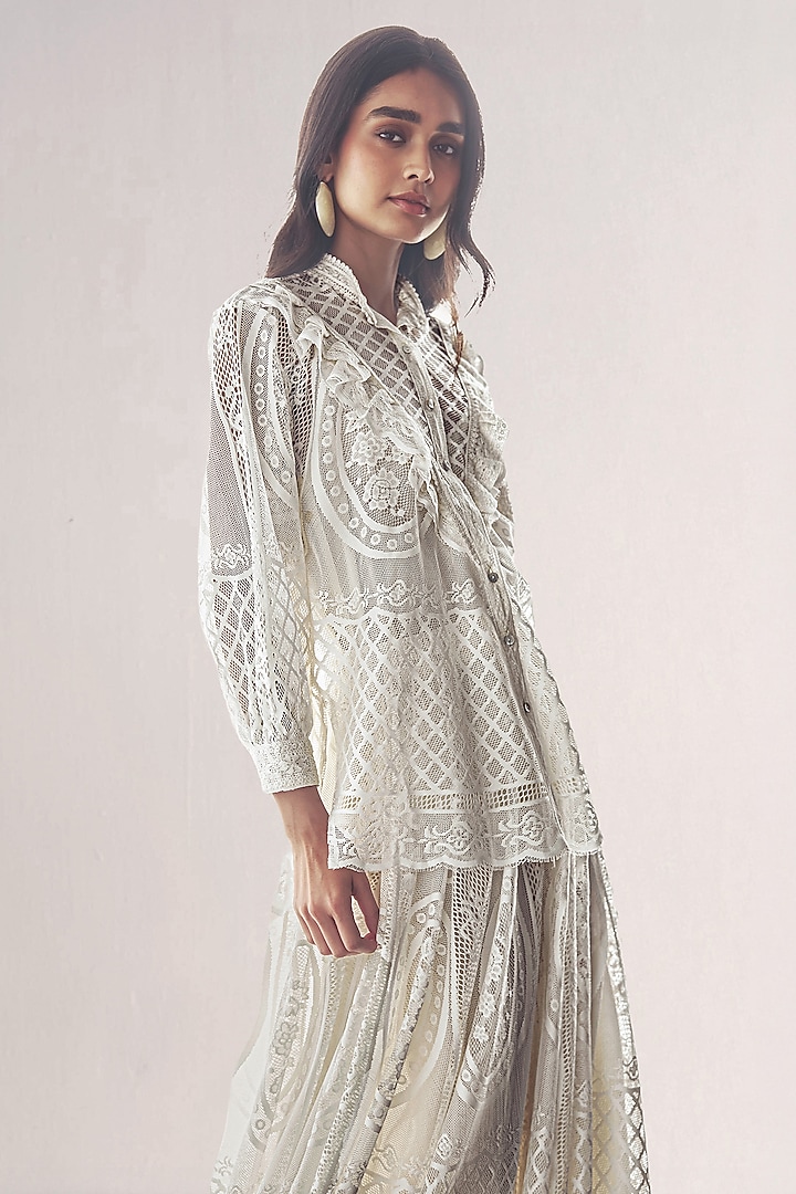 White Recycled Polyester Shirt by Dash and Dot at Pernia's Pop Up Shop