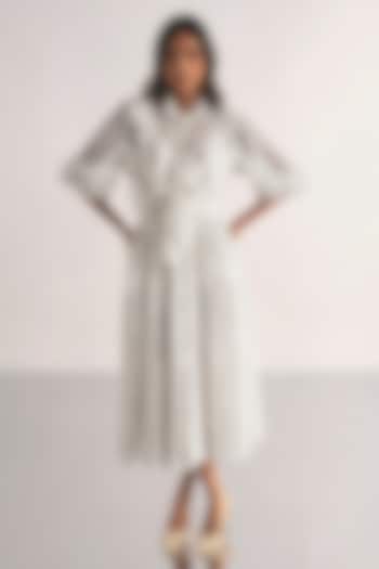 White Recycled Polyester A-Line Midi Skirt Set by Dash and Dot at Pernia's Pop Up Shop