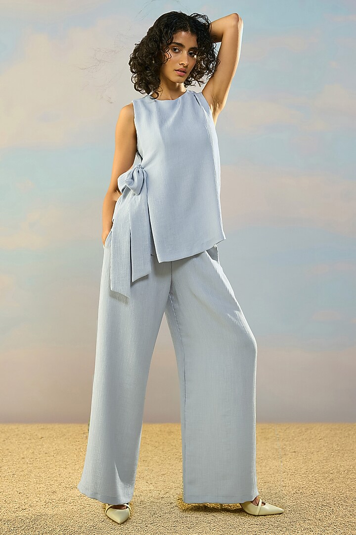 Blue Recycled Polyester Top by Dash and Dot at Pernia's Pop Up Shop
