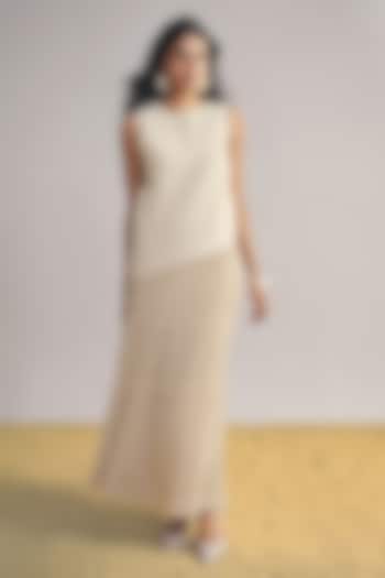 White Recycled Polyester Asymmetric Top by Dash and Dot at Pernia's Pop Up Shop