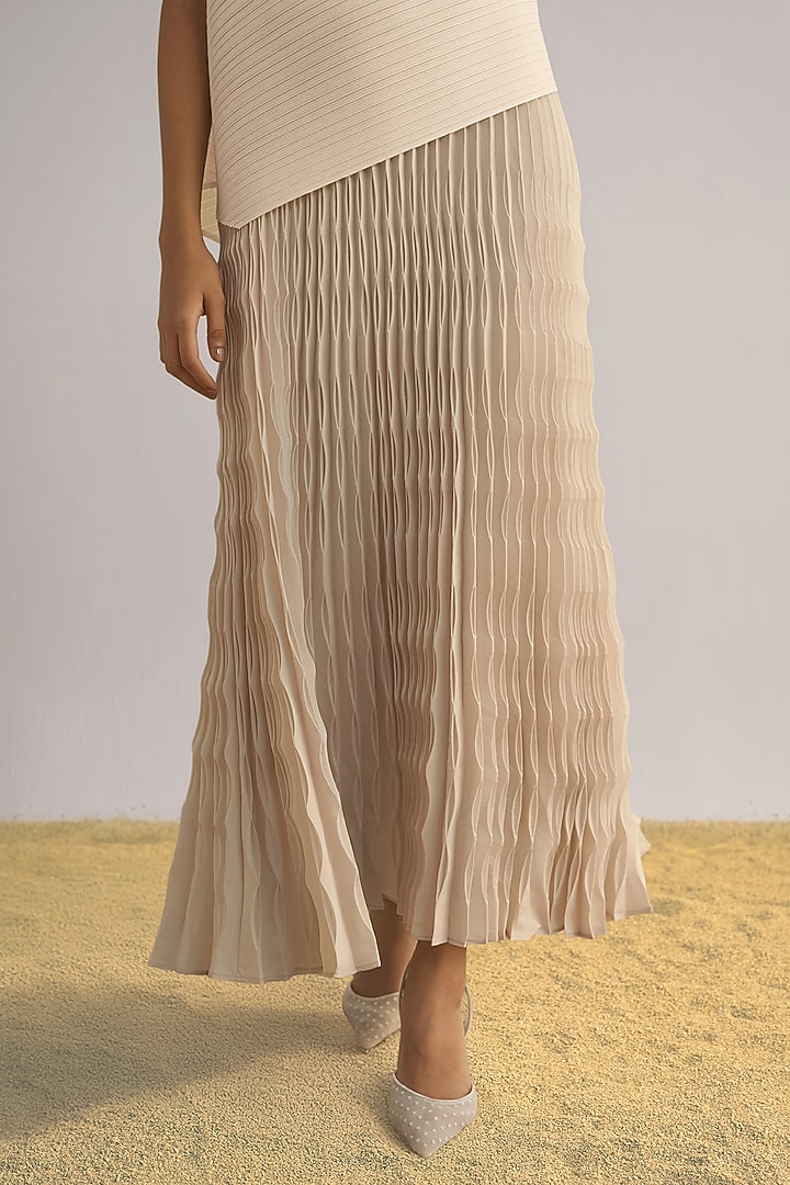 Blush Pink Recycled Polyester Pleated Skirt by Dash and Dot at Pernia's Pop Up Shop