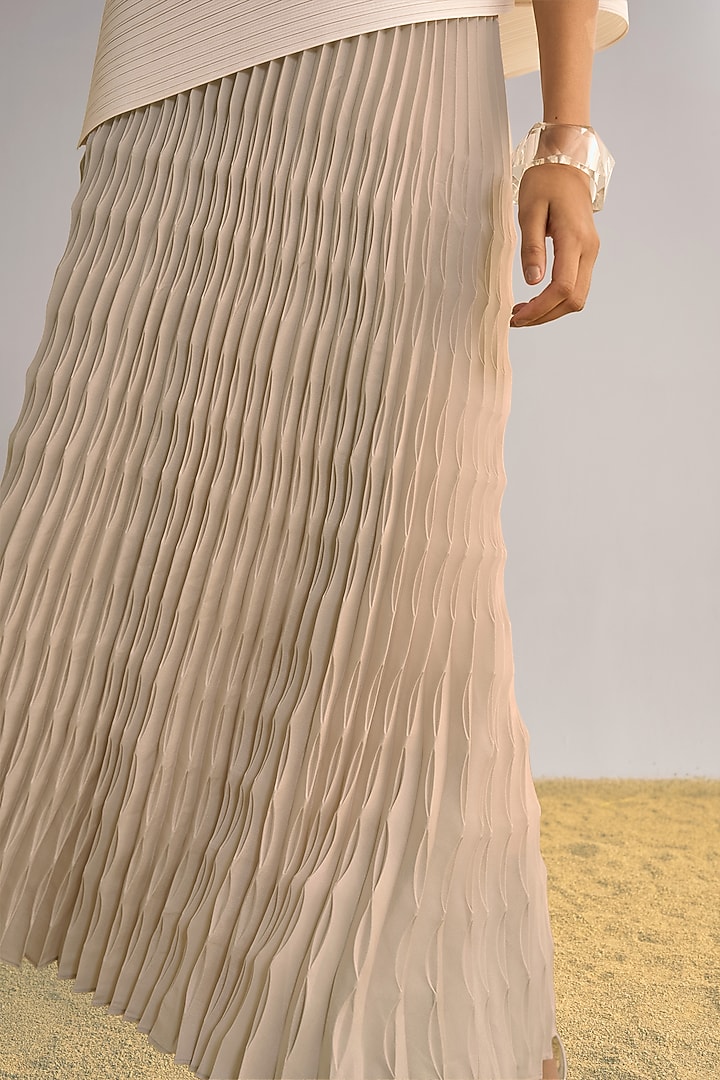 Blush Pink Recycled Polyester Pleated Skirt by Dash and Dot at Pernia's Pop Up Shop