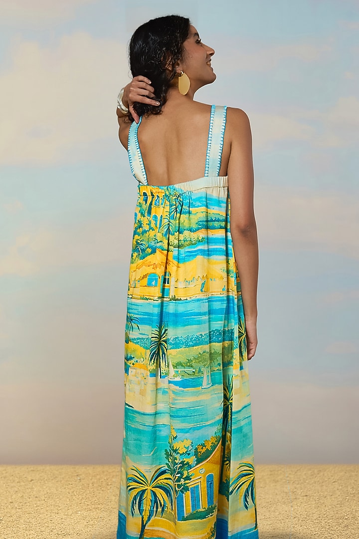 Multi-Colored Organic Cotton Printed Maxi Summer Dress by Dash and Dot at Pernia's Pop Up Shop