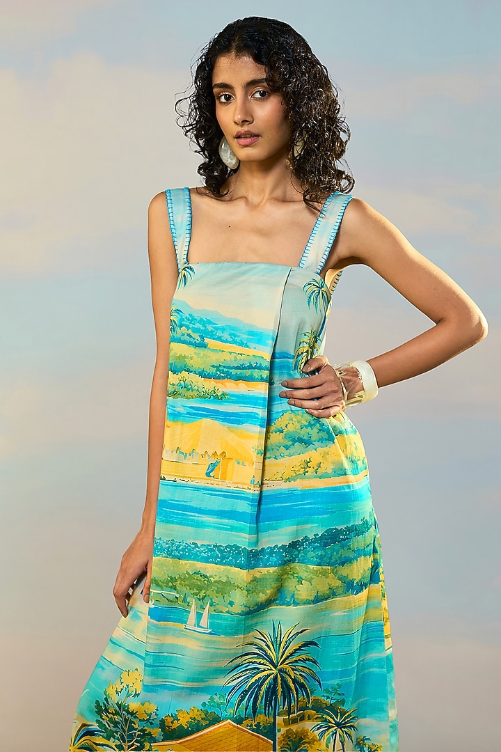 Multi-Colored Organic Cotton Printed Maxi Summer Dress by Dash and Dot at Pernia's Pop Up Shop